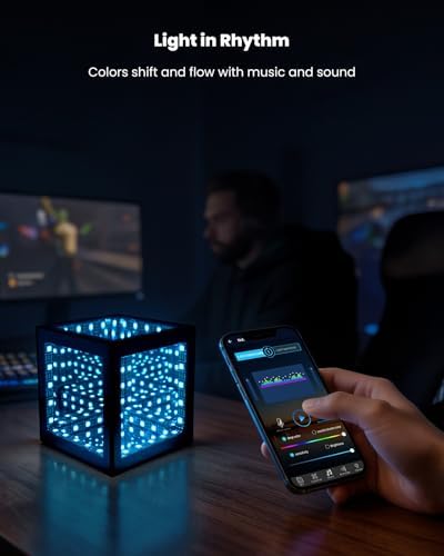 Nobiggie Infinity Mirror Cube Light, Hypercube RGB Lighting, Black, 4.4 in - Image 4