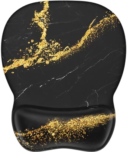 MROCO Ergonomic Mouse Pad with Gel Wrist Rest, 9.4 x 8.1 in, Black Gold by MROCO