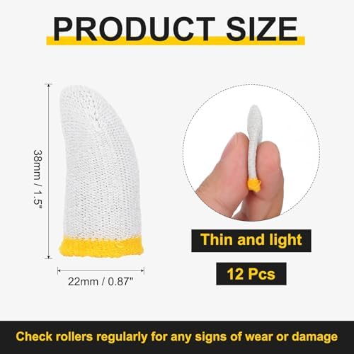 PATIKIL Controller Finger Thumb Sleeve, 12 Pack Mobile Gaming Finger Sleeve Fiber Tip Gloves Anti-Sweat Breathable for Phone Game Touchscreen Devices, White/Yellow - Image 2