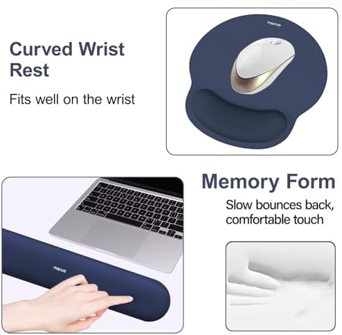 MOSISO Wrist Rest Support for Mouse Pad&Keyboard Set, Navy Blue - Image 4