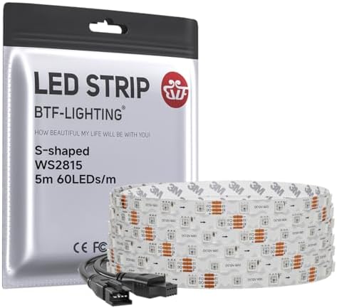 BTF-LIGHTING WS2815 S-Flex Design,16.4ft,300 LEDs Total,7mm Width 12VDC by BTF-LIGHTING