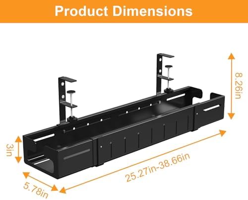 REALINN Under Desk Cable Management Tray Black - Image 2