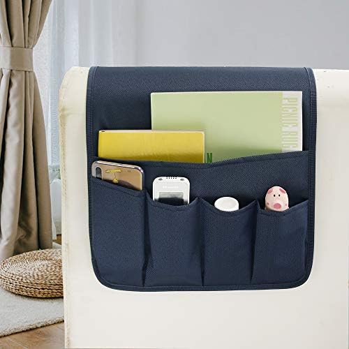 MDSTOP 5 Pockets Remote Control Holder, Magazine Rack, Space Saver Organizer, Draped Over Sofa, Couch, Recliner Armrest by MDSTOP