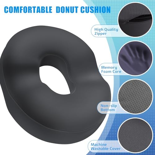 BlissTrends Donut Pillow Seat Cushion, Memory Foam Lifting Cushions | Donut Chair Cushions for Postpartum Pregnancy&Hemorrhoids,Tailbone Pain Relief Cushion for Office&Home Chairs(XX-Large, Gray) - Image 3