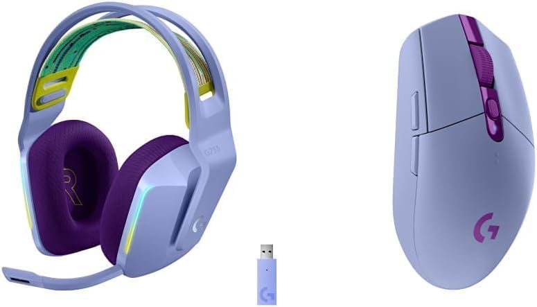 Logitech G305 Lightspeed Wireless Gaming Mouse + G733 Lightspeed Wireless Gaming Headset Bundle - Lilac by LogitechG