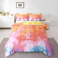 Boho Comforter Set Spiral Tye Dye Pattern 3pc Down Comforter King Size Rainbow Bedding Sets with 2 Pillowcases Soft Comfortable Machine Washable,Trippy Psychedelic Gypsy Duvet Quilt Set for Teen Girl by Erosebridal
