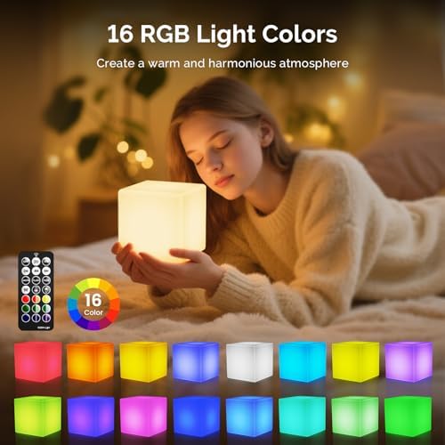 LOFTEK 7-inch LED Cube Lights, Rechargeable RGB Table Lamp, Hangable - Image 2