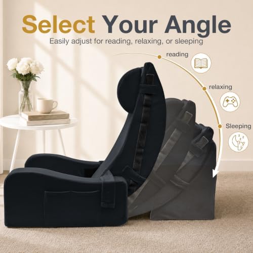 Sasttie 15-25 inch Adjustable Reading Pillow with Armrests, Black - Image 3