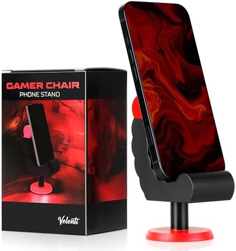 VELENTI Gamer Chair Phone Stand - Phone Holder for Smartphones, Kindles Up to 19 cm Tall - Fun Gaming Accessories for Gamers - Useful Gamer Gadgets - Lovely Birthday Gift for Gamers by Velenti