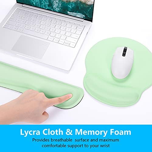 Dapesuom Keyboard Wrist Rest and Mouse Pad with Wrist Support, Memory Foam Cushion for Keyboard and Mouse Set, Ergonomic Desktop Pad Rests with Non Slip Base for Easy Typing & Pain Relief, Lake Green - Image 4
