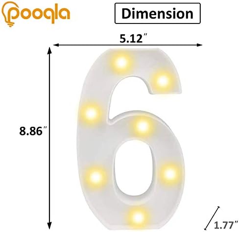Pooqla LED Light Up Numbers, Marquee Number with Remote for 6th Birthday Decoration, Lighted Numbers Gift for Boys Girls Party Backdrop Wedding Anniversary Decor, Warm White and Cool White Number 6 - Image 5