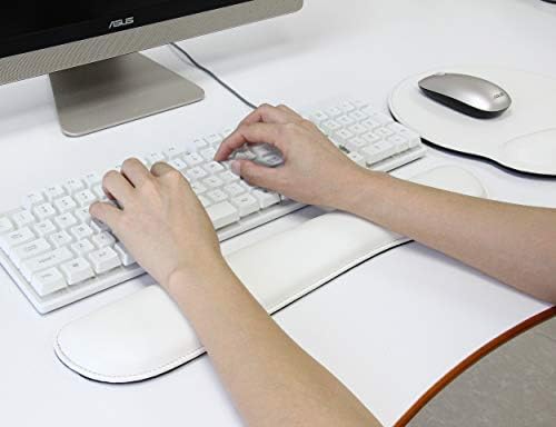 RICHEN Ergonomic PU Leather Keyboard Wrist Rest and Mouse Pad with Wrist Support, Memory Foam Set for Office and Gaming, Comfortable & Lightweight for Easy Typing & Pain Relief (White) - Image 6
