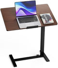 Mobile Standing Desk Adjustable Overbed Table, Pneumatic Height Adjustable Rolling Laptop Desk with Hidden Wheels, 0-180°Tilt Top Rolling Computer Cart Foldable for Home Office, Craft & Study, Brown by SimpleDeluxe