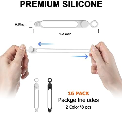 Silicone Cable Ties, Cord Organizer Cable Management, Black White - Image 2