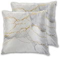 Pillowcase Set of 2 White and Gold Marble Print Throw Pillow Covers Shells for Couch Office Bedroom Home Decoration, 20"X20" by Abucaky