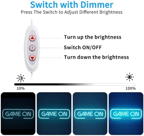 Ice Blue GAME ON Signs,USB Powered Gaming Letter Neon Sign - Image 2