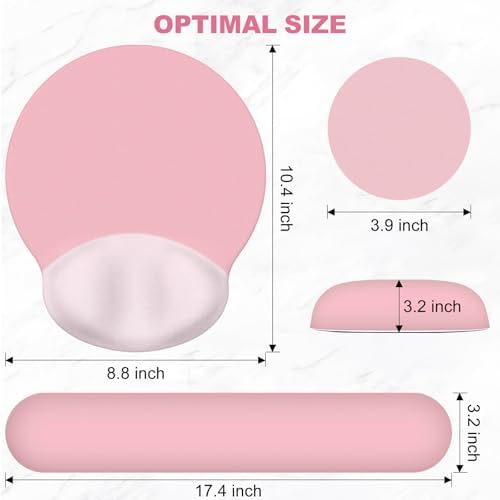 AIMSA Mouse Pad with Wrist Rest Support, Keyboard Wrist Rest Set, Ergonomic Memory Foam Mousepad for Computer Keyboard, Easy Typing and Pain Relief, Pink - Image 7