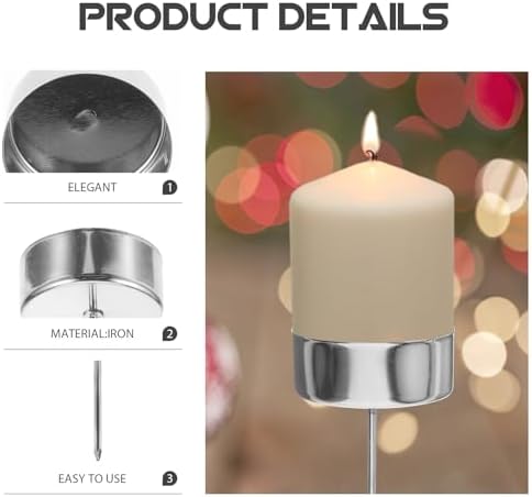 Luxshiny Candle Holder with Spike 6 Pack Metal Candle Cups for Christmas Tree Decoration Desk Insert Cup Party Favors 2.75 X 1.65 X 1.65 in - Image 3