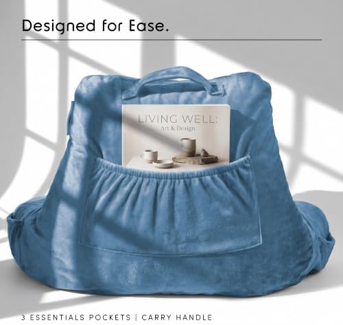 Nestl Reading Pillow for Bed, Back Pillow for Sitting Up in Bed, Blue Haven | 14” Backrest Pillow for Teens & Kids, Adjustable Support, Shredded Memory Foam Fill, OEKO-TEX, Use for Couch, Sofa, and Floor - Image 4