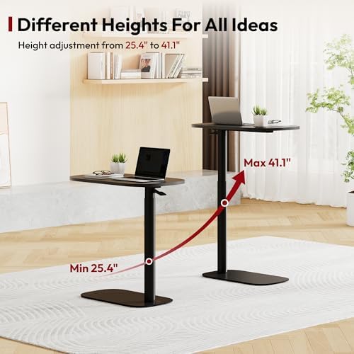 SANODESK 24''Standing Desk Pneumatic Height Adjustable Mobile Overbed Table - Image 5