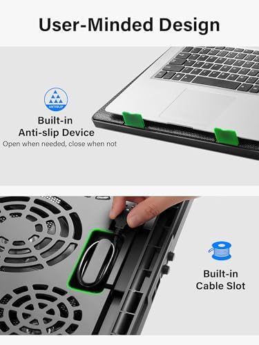 Kootek Laptop Cooling Pad Cooler Stand with 5 Quiet Fans for 12"-17" Laptop - Image 6
