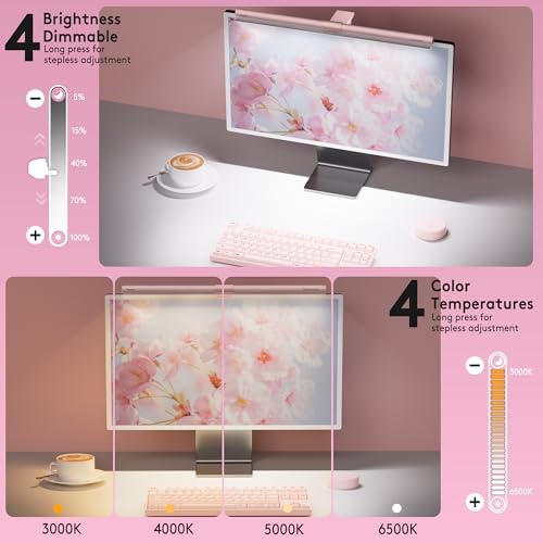 Quntis 20" Pink Monitor Light Bar with 15 RGB Modes, Flat & Curved Fits - Image 5
