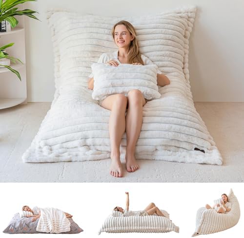 MAXYOYO Giant Bean Bag Chair with Pillow, 3 in 1 Convertible Bean Bag Chair by MAXYOYO