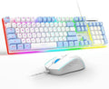 MageGee GT838 Gaming Keyboard and Mouse Combo, 104 Keys RGB Backlit Quiet Wired Keyboards for Laptop PC MAC, with Number Pad, Metal Panel, Anti-Ghosting, White Blue by MageGee