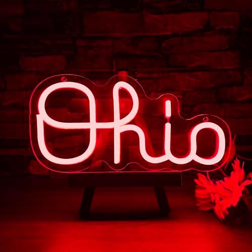 Mutank Ohio Neon Signs for Wall Decor, USB Powered Dimmable Ohio State LED Neon Light, for Home Room Decor Sports Fans Team Wall Decor Club Store Party Man Cave Gifts(12.5 * 6.2 In) by Unknown