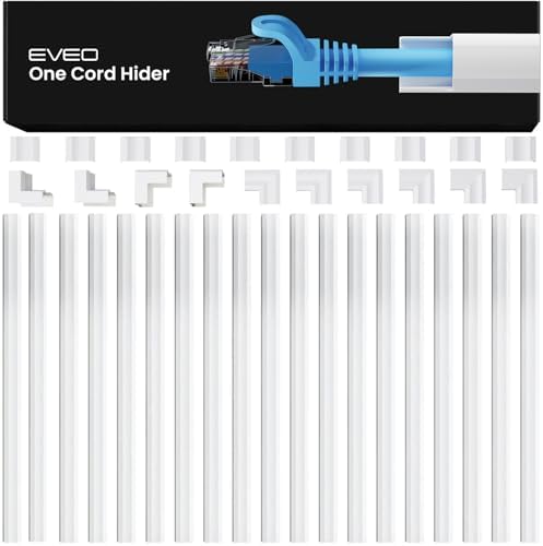 EVEO Cable Hider - 300” One-Cord Cable Raceway Wire Hider for Cable Concealer Cord Hider Cord Cover Wall Cable Hider. Wire Hiders TV on Wall. Cable Management, Cord Hider (White, Small) by EVEO