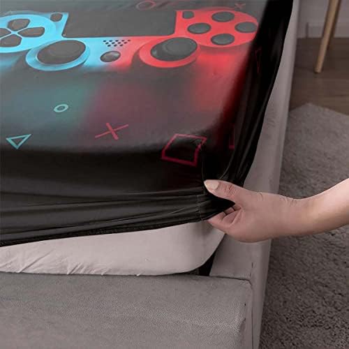 HOSIMA Kids Black Gamepad Bedding Sets Full,1 Fitted Sheet+2 Pillowcases. - Image 3