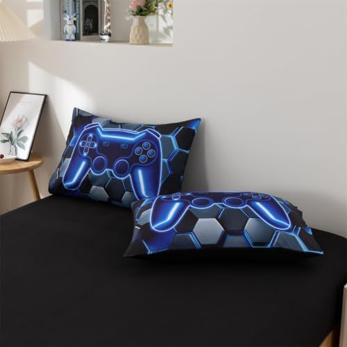NTBED 3D Gaming Comforter Set for Boys Kids Teens,5pcs Gamer Bedding Sets with Sheet,Game Console Bed in a Bag (Blue, Twin) - Image 5