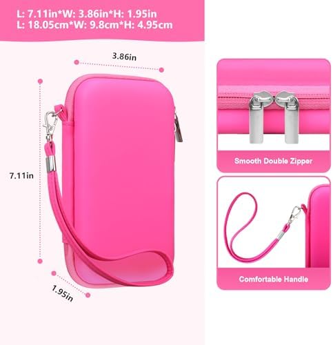 Supmay Carrying Case Compatible with WELLST·G/ for GuaiyeyeAP Handheld Game for Kids -Preloaded 220 Retro Video Games, Portable Gaming Player Storage Holder Travel Bag with Mesh Pocket, Rose red - Image 3