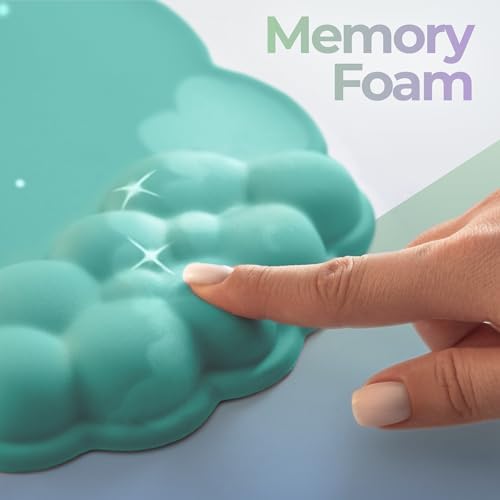 Premium Quality Cloud Wrist Rest Keyboard & Mouse Pad Set – Ergonomic Memory Foam Desk Accessories with Wrist Support & Cloud Coaster Wrist Rest for Office & Gaming- Mint - Image 5
