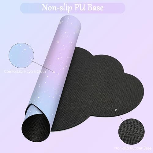 Cloud Mouse Pad Keyboard Wrist Rest for Mouse 4PCS Extended Large Stars Galaxy Space Desk Mat Pad Set Memory Foam Non-Slip Cute Ergonomic Game Mouse Wrist Support for Computer Home Office Purple Blue - Image 6