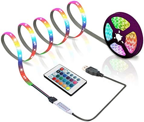 6.56ft USB LED Strip Lights, USB Rope Lights with 24 Keys Remote, DIY Indoor Decoration, TV Backlight for 40-60in by BIHAND