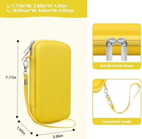 Supmay Carrying Case Compatible with WELLST·G/ for GuaiyeyeAP Handheld Game for Kids -Preloaded 220 Retro Video Games, Portable Gaming Player Storage Holder Travel Bag with Mesh Pocket, Yellow - Image 3