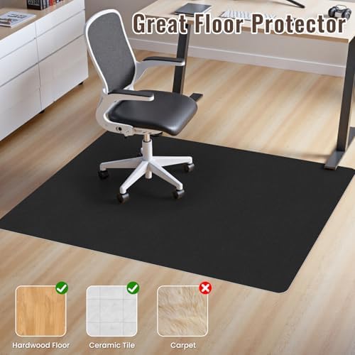 Sycoodeal Office Chair Mat for Hardwood Floor, Floor Mat Slip Resistant for Office Computer Gaming Chair,Heavy Duty Floor Protector for Rolling Chairs,Black(48"x55") - Image 3
