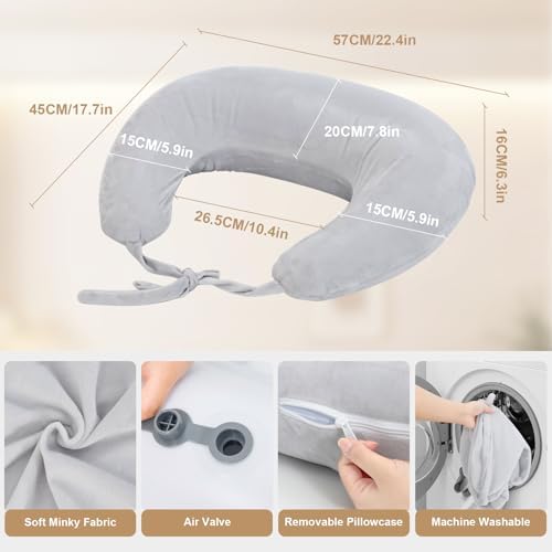 IFOYO Ergonomic Gaming Pillow for Lap, Grey U-Shaped Crochet Pillow for Lap Support, Soft Reading Pillows Provide Arms Legs Neck Support to Long Gaming Sessions, Crocheting, Reading, Working - Image 7