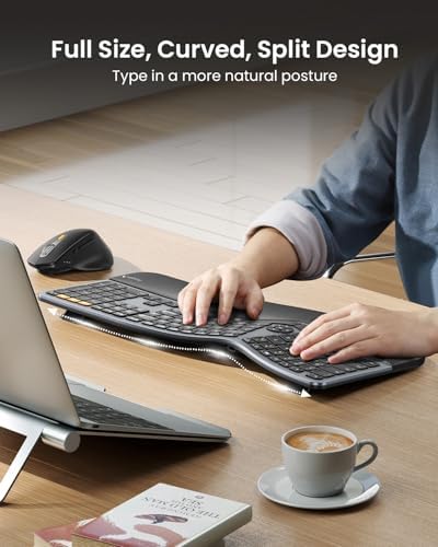 ProtoArc EKM01 Plus Wireless Ergonomic Keyboard Mouse Combo - Gray Black - Image 2