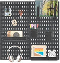 Pegboard Combination Wall Organizer Kit，4 Pegboards & 20 Accessories, Mount Display Pegboard Panel for Home Office, Gaming Room, Wall Storage,Crafts Organization,12''x12'' Each (Black) by Unknown