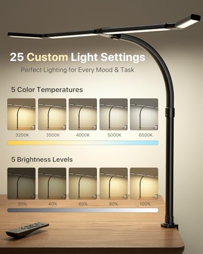 ONEMIX LED Desk Lamp with Clamp, 42-Inch 4-Panel Light for Dual Monitors - Image 4
