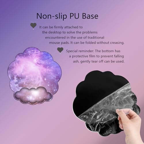 Cloud Wrist Rest Keyboard Galaxy Mouse Pad with Wrist Rest Ergonomic Space Wrist Pad Memory Foam Non-Slip Wrist Support for Computer Laptop Gaming Home Office Relief Typing Pain Gradient Pink Purple - Image 3