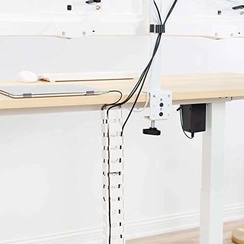 VIVO Under Desk Vertebrae Cable Management Kit, Adjustable Quad Entry Flexible Cord Organizer for Home Office, White, DESK-AC01C-W - Image 5