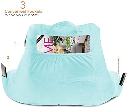 Nestl Reading Pillow with Shredded Memory Foam, Designed for Sitting Up in Bed and Couch, Back and Arms Adjustable Support for Adult & Teens Backrest Pillows for Reading with Washable Cover Light Blue - Image 5