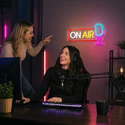 ON AIR Neon Sign with Microphone Neon Live On Air Sign for Recording Studio - Image 2