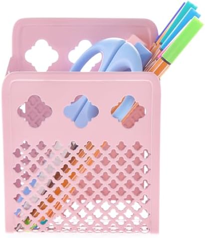 Magnetic Pen Holder, Mesh Metal Strong Magnet Dry Erase Marker Holder Pencil Organizer Small Items Basket for Refrigerator, Whiteboard, Locker Accessories-Pink, Pack of 1, Blush, New-Z008 - Image 3