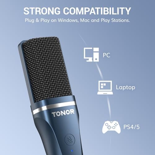 TONOR TC-777 Podcast Microphone, USB Computer Microphone, Cardioid Condenser PC Mic with Tripod Stand and Pop Filter for Podcasting, Streaming, Vocal Recording, Compatible with PC & Laptop, PS4/5 - Image 5