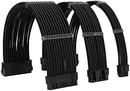 Formulamod Sleeve Extension Power Supply Cable Kit 18AWG ATX 24P+ EPS 8-P+PCI-E8-P with Combs for PSU to Motherboard/GPU (Black) by Formulamod