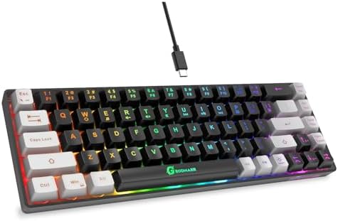 GEODMAER 65% Gaming Keyboard, LED Backlit Mini Wired Gaming Keyboard, Ultra-Compact Anti-Ghosting No-Conflict 68 Keys Gaming Wired Keyboard for PC Laptop Gamer by GEODMAER